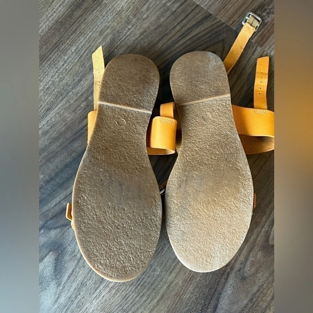 Madewell The Boardwalk Tan Camel Boho Leather Open Toe Ankle Strap 9.5 Sandal